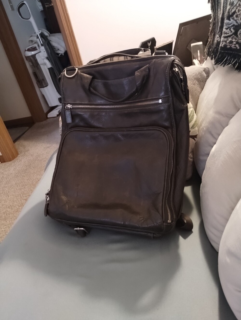Levenger Leather Brown Laptop Backpack Sz 12 By 15.5